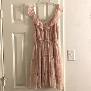 Pink Lily Blush Pink Leopard Print Tiered Dress